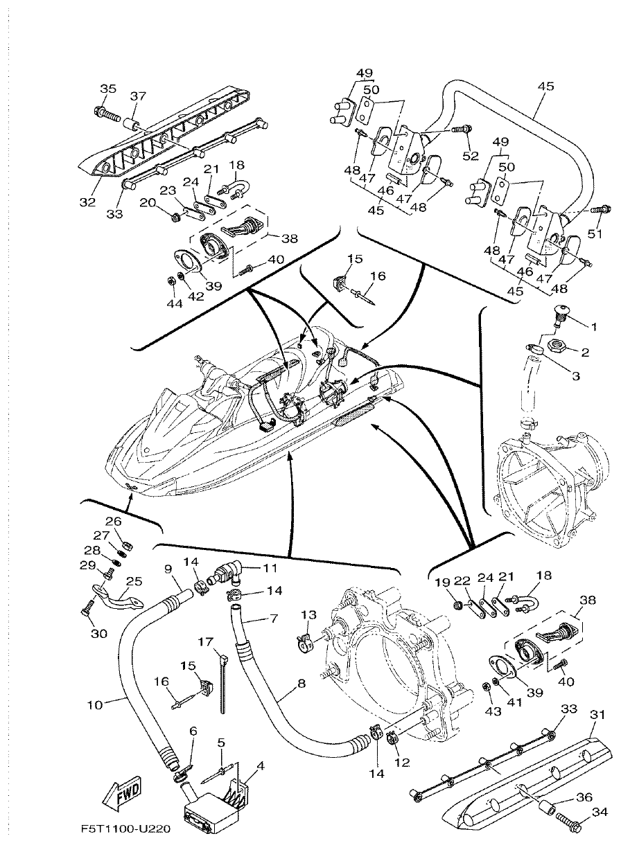 Yamaha VX1050AV HULL & DECK parts diagram